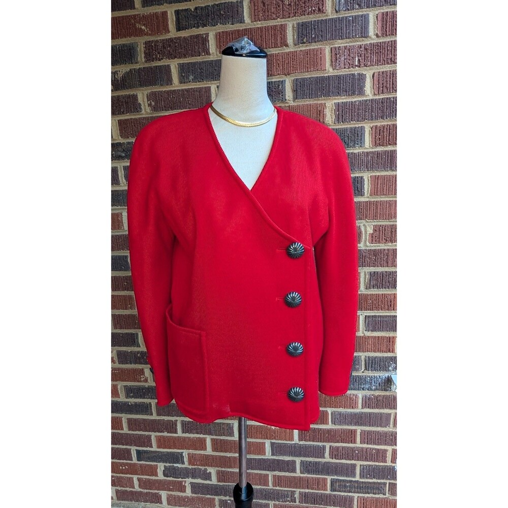 Vintage Valentino Boutique Blazer- Red- Size 12 -Made In Italy